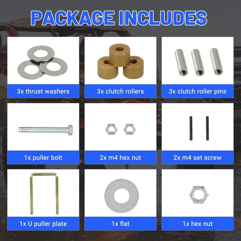 loosoo 420629192 Secondary Clutch Roller Kit & Roller Pin Extractor Removal Tool Compatible with 2015-2023 Can-Am Maverick/Defender/Traxter X3 HD8 HD10 XMR XTP DPS TURBO Transmission Driven Pulley - Image 5